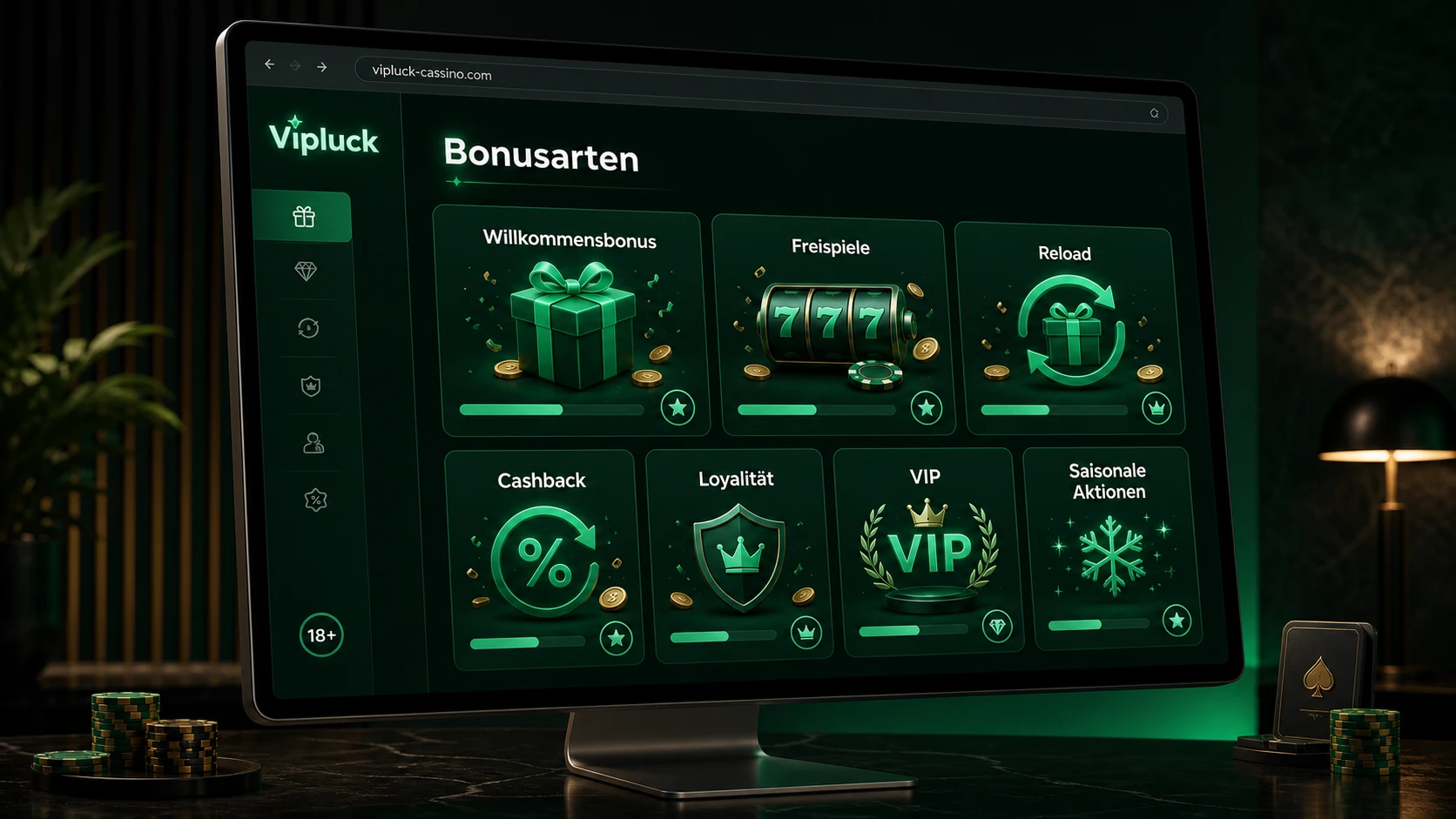 Welche Bonusarten gibt es bei Vipluck?
